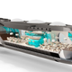 A 3D render of the U-Boat Worx private submarine with chairs and a bar set out.